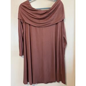 Altar'd State Off Shoulder Ribbed Knit Tunic Top Mauve Long Sleeve Medium